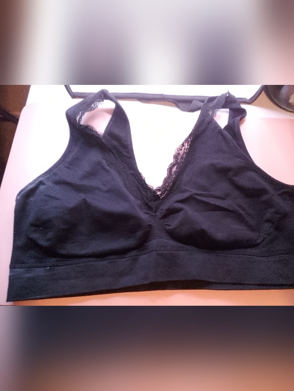Ambrielle Black Bra Sleep/Workout Unpadded Nylon/Spandex Women's Xl